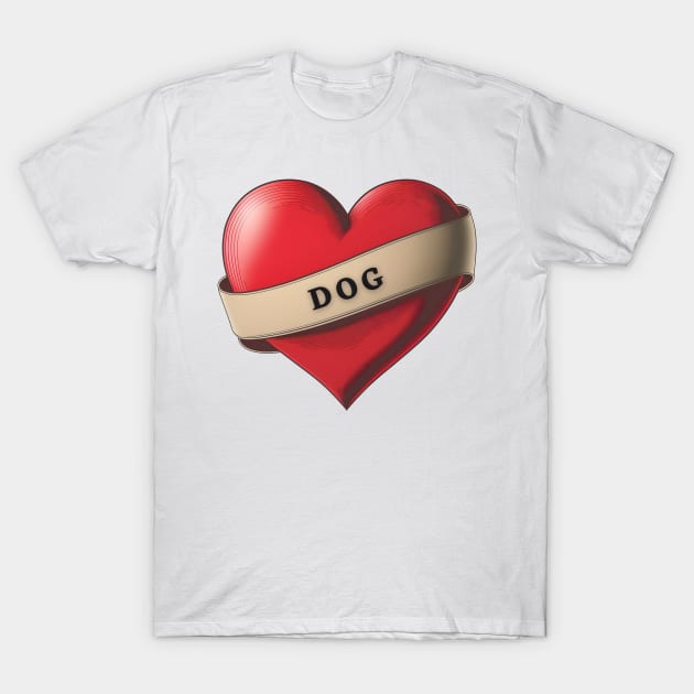 Dog - Lovely Red Heart With a Ribbon T-Shirt by Allifreyr@gmail.com